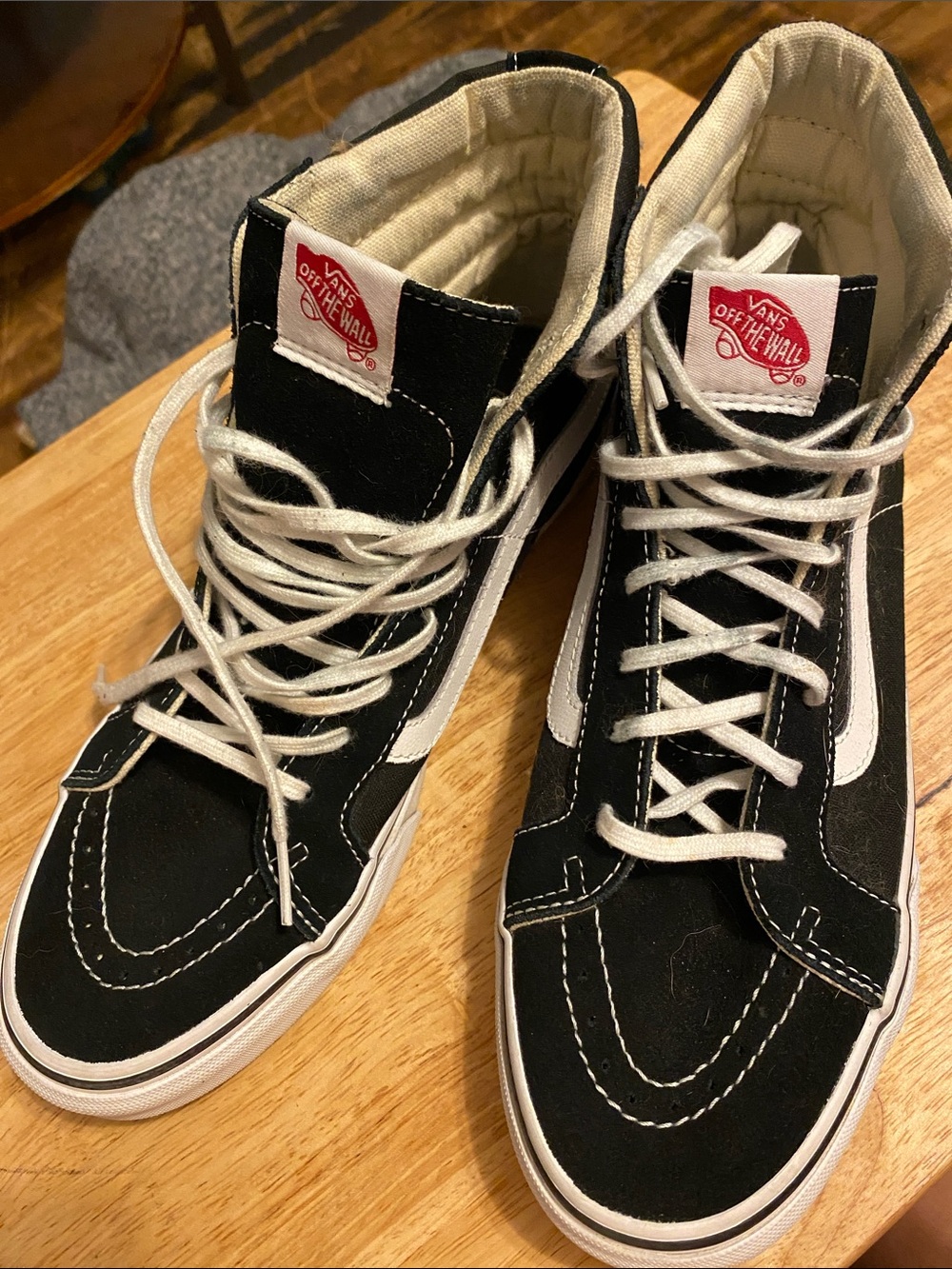 Vans Black and White High-Top Skate Sneakers